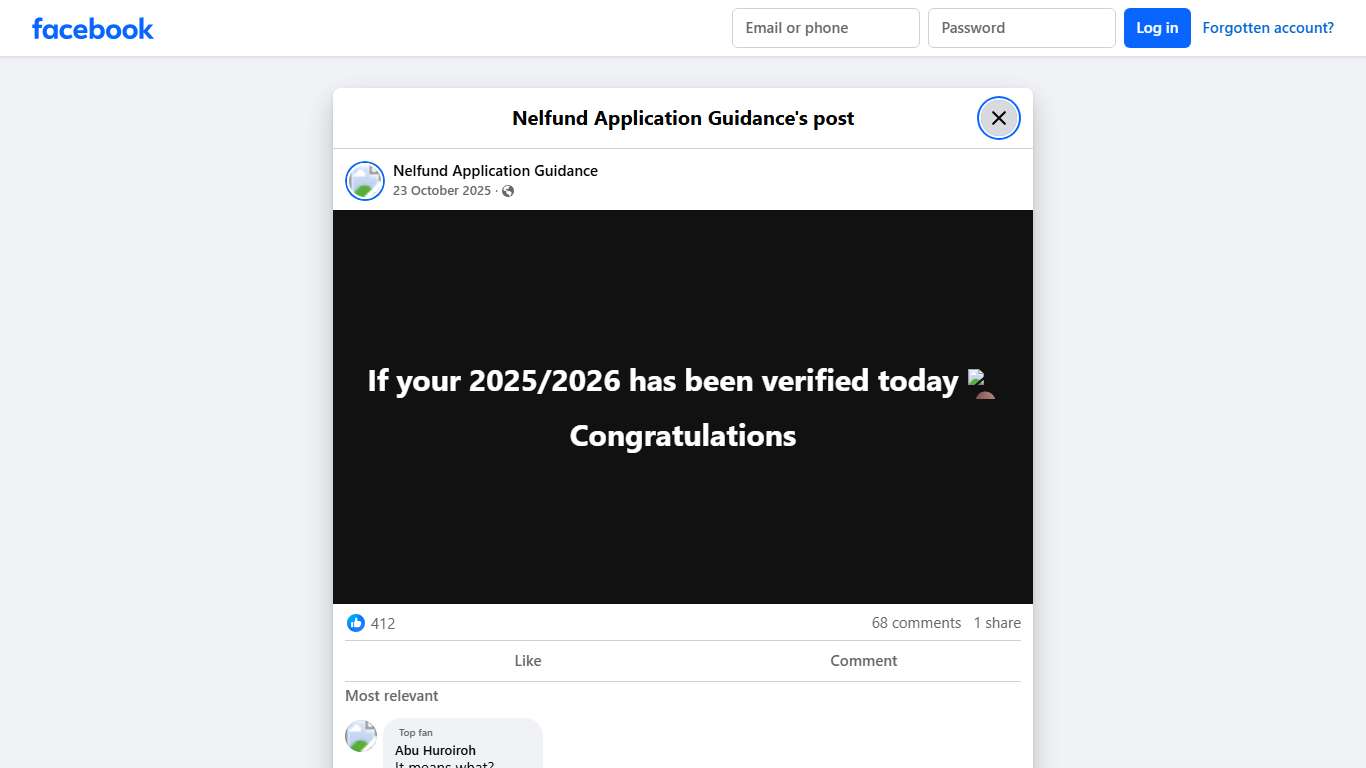 If your 2025/2026 has been... - Nelfund Application Guidance Facebook